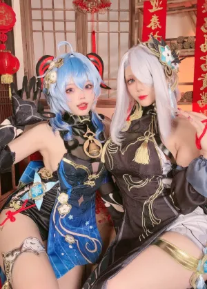 九言&小瑶幺幺 – 原神新春 甘雨&申鹤海灯节双人 [34P8V-258MB]