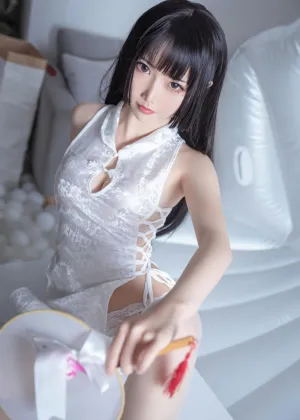 面饼仙儿 – 白色旗袍 [60P-510MB]