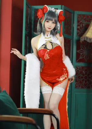 51酱 – 碧蓝航线 柴郡新春旗袍 [12P-54.5MB]