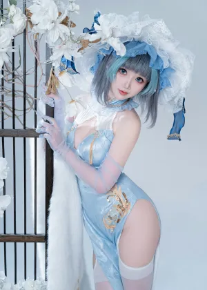 面饼仙儿 – 碧蓝航线 柴郡 猫猫 蓝旗袍 [40P-438MB]
