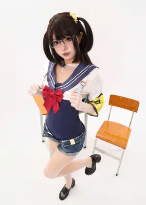 柒柒_Lust77 – 风纪委员·连体白丝死库水 [60P-550MB]